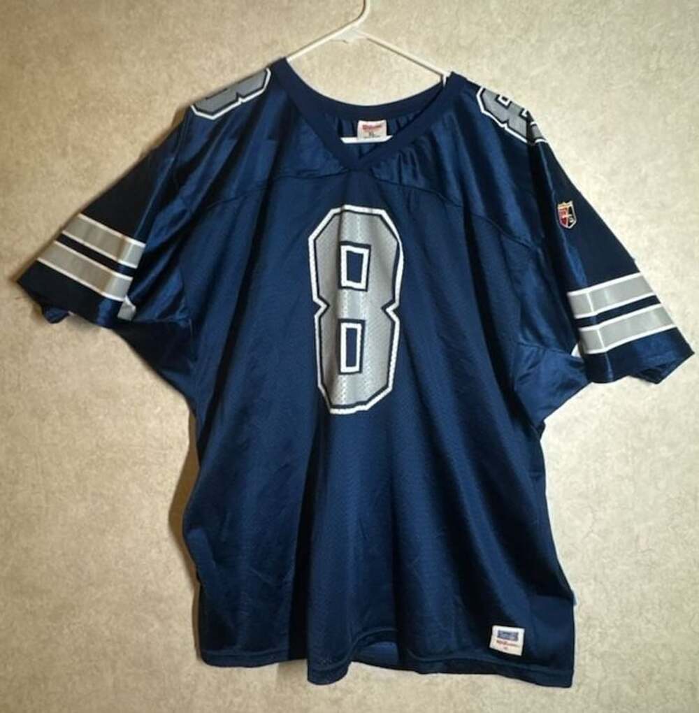Vintage Wilson Troy Aikman Dallas Cowboys NFL Blue Jersey Size XL